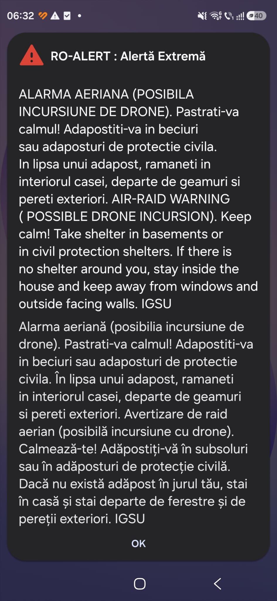 Noi alerte de drone în Tulcea, Botoșani și Suceava. Două avioane F-18 spaniole ridicate de la sol