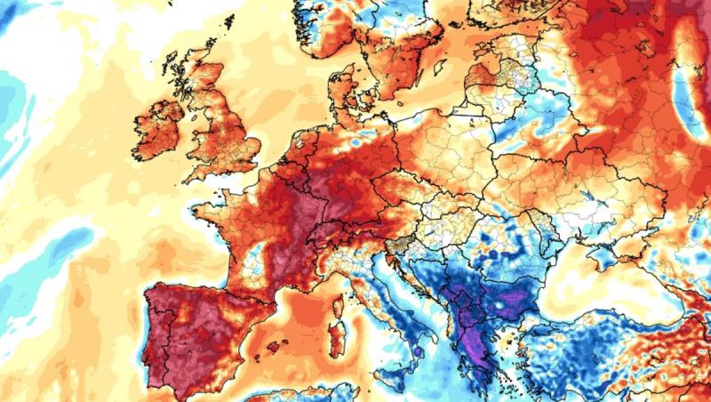 Caniculă neobișnuită în vestul şi centrul Europei, cu temperaturi de 40°C. În România se răcește şi vin ploile