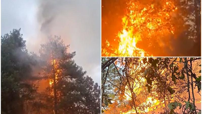 Circulaţia este oprită pe DN 67D, din cauza unui incendiu