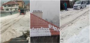 Strat de gheață de peste 15 centimetri pe străzi, la vecinii bulgari. Același front atmosferic a făcut prăpăd și la noi în țară