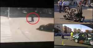 Momentul teribil în care un motociclist nevinovat este spulberat de o maşină, în Cluj Napoca (Video)