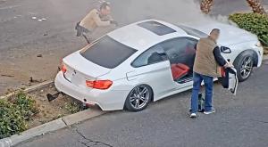 Polițist filmat cum scoate un șofer dintr-un BMW, cu câteva secunde înainte ca bolidul să ia foc. Salvare dramatică pe un bulevard din Las Vegas