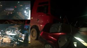 Accident teribil în Mureș! Un autoturism, o autoutilitară și un trailer s-au făcut praf pe E60, după un impact devastator. Imagini dramatice