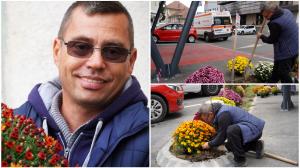 Povestea florarului care plantează crizanteme în amintirea mamei, gratis, în fața Spitalului din Sibiu: "Mă vede din Cer. Vreau să știe că am rămas același om bun"