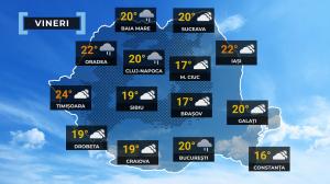 Vremea de mâine 17 mai. Sunt aşteptate ploi în cea mai mare parte a ţării. Maximele se vor încadra între 15 şi 24 de grade