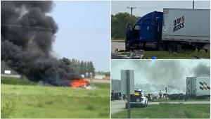 Autocar plin cu pensionari care mergeau la cazinou, spulberat de TIR pe o autostradă din Canada. 15 bătrâni au murit pe loc