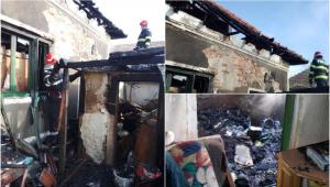 Un bărbat din Vâlcea a suferit arsuri de gradul 1 pe față, după ce casa i-a fost mistuită de flăcări. A reușit să se salveze înainte de a se produce o tragedie