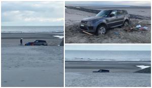 Un român a îngropat un SUV de lux nou-nouţ pe plajă, în Belgia. Nu ştia că va creşte nivelul mării