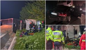 Un șofer de TIR a murit într-un accident cu un BMW, pe un drum din Constanța. Camionul s-a răsturnat după impact