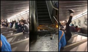 Video cu momentul în care scara rulantă de la metroul din Roma cedează și oamenii sunt prinși între trepte