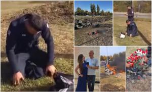 "Nu se poate, au ars de vii! De ce nu te-ai uitat?" Polițist în genunchi, după o tragedie cu doi soți morți lângă aeroportul Chișinău din Moldova