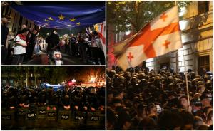 Proteste masive în capitala Georgiei faţă de "legea agenţilor străini". Peste 20.000 de oameni au manifestat în Tbilisi fluturând steagul UE