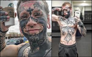 A cheltuit 46.000 de euro pentru peste 200 de tatuaje. Oamenii îi spun că arată ca un demon, bunicii nu îi mai vorbesc. Cum arăta tânărul înainte