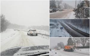Viscol şi strat de zăpadă pe mai multe drumuri din ţară. ANM anunță ninsori inclusiv în Bucureşti