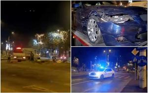 Un şofer a spulberat cu BMW-ul maşina Jandarmeriei, pe o stradă din Bucureşti. În autospecială se aflau patru militari, traficul a fost blocat
