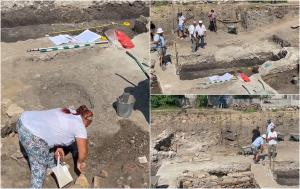 Trei schelete umane, printre care şi al unui copil, scoase la iveală de arheologi sub o fostă tipografie din Alba Iulia