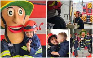 Cea mai frumoasă aniversare: Dima, un băieţel de 4 ani, sărbătorit de pompierii din Botoşani cu tort. A primit chiar şi uniformă şi cască de protecţie