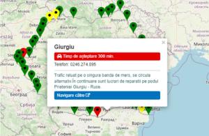 Trafic oprit la vama Giurgiu, după ce un TIR care trecea în Bulgaria a lovit parapeţii Podului Prieteniei