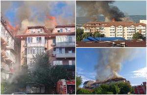 Incendiu violent în Craiovița Nouă. Ard trei blocuri din cel mai populat cartier al Craiovei. Focul a plecat de la o mansardă