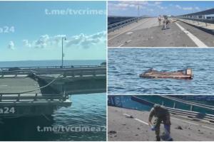 Ruşii îngroziţi de cum arată podul din Crimeea: "Este groaznic. La naiba!". Ucrainenii jubilează: "Încă o dată podul s-a dus la culcare"