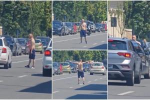 De la Untold, direct pe mijlocul drumului. Un petrecăreț întârziat și-a continuat distracția printre mașini în Cluj