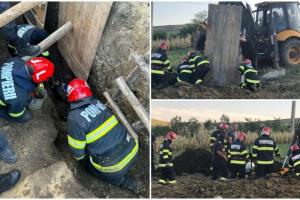 Bărbat salvat de pompieri în Vaslui, după ce a fost îngropat sub un mal de pământ