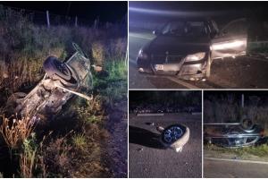 Accident cu 6 victime, între care trei copii, pe un drum din Sibiu. Dezastru la Ruja, după ce un șofer a pierdut controlul volanului într-o curbă