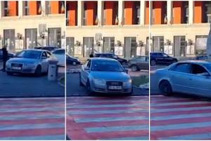 Un Audi de Bucureşti a încurcat benzile în centrul Braşovului. Gestul halucinant făcut de şofer