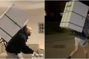 Apariţie bizară în Londra: Un bărbat alerga cu frigiderul în spate. Ce le-a spus poliţiştilor