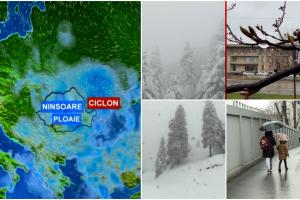 România lovită de ciclonul Monica. A adus schimbări drastice de temperatură, un val de ninsori, ploi şi frig. În weekend, sunt aşteptate furtuni