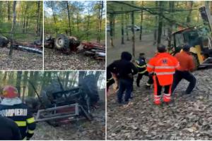 Un tânăr de 21 de ani și-a găsit sfârșitul sub roțile tractorului pe care îl conducea. Tragedie într-o pădure din Gorj