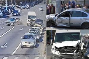 O şoferiţă din Drobeta-Turnu Severin, dezastru pe un bulevard din oraş după ce a tăiat calea. Şase maşini au fost lovite, iar patru oameni au ajuns la spital