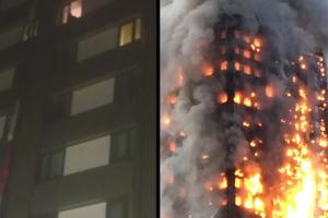 IMAGINI CUTREMURĂTOARE la Londra, ca la 11 septembrie! Blocaţi de flăcări, oamenii strigă ajutor de la ferestre sau se aruncă pe geam (VIDEO)