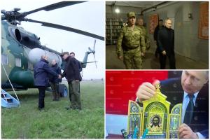 Putin, vizită surpriză în Herson şi Lugansk. A stat de vorbă cu generalii şi le-a făcut cadou o icoană să o ducă pe front. VIDEO