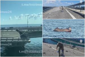 Ruşii îngroziţi de cum arată podul din Crimeea: "Este groaznic. La naiba!". Ucrainenii jubilează: "Încă o dată podul s-a dus la culcare"