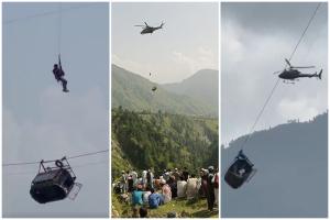 "A leşinat de frică". Blocaţi la 270 m înălţime, deasupra unei râpe, 6 copii se roagă să fie salvaţi. Mergeau cu telecabina la şcoală, în Pakistan, când cablul s-a rupt