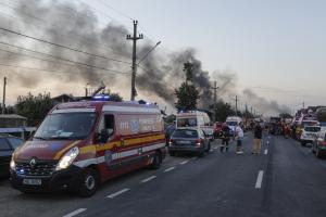 Momentul exploziei de la staţia GPL din Crevedia. Unda de șoc s-a simțit de la sute de metri distanță