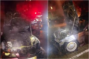 O maşină a ars ca o torţă şi s-a făcut scrum, în Deva. Incendiul ar fi pornit din senin la motorul autovehiculului