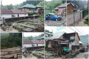 Dezastru în Farcașa, Neamț, după o viitură puternică! Apele au distrus casele și mașinile oamenilor (Foto, Video)