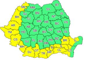 Alertă meteo de ploi, grindină și vijelii în România. 29 de județe, sub avertizare de vreme severă până duminică noapte