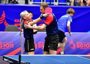 Bernadette Szocs și Ovidiu Ionescu au câştigat bronzul la tenis de masă mixt, la Jocurile Europene. Szocs a adus punctul decisiv