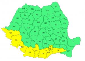 10 judeţe intră de la ora 13.00 sub avertizare cod galben de ploi, grindină şi vijelii. Alertă de caniculă în București și regiuni din sud-vestul țării