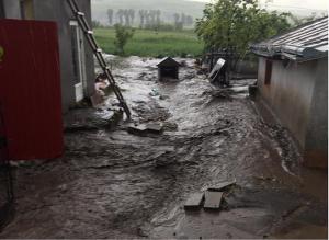 Case inundate în Botoşani, după o rupere de nori (Foto)