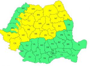 Jumătate de țară intră de la ora 14.00 sub avertizare cod galben de ploi torențiale şi vijelii. În București și alte zone urmează două zile caniculare