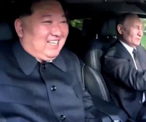 Putin și Kim, filmați râzând în hohote în limuzina Aurus, la o plimbare prin Phenian, după semnarea pactului "revoluționar"