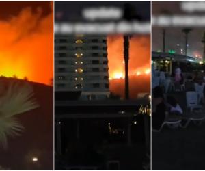 Români prinşi în infernul de foc din Turcia. Un incendiu puternic pârjoleşte staţiunea Kuşadasi: Ne-au evacuat, suntem pe plajă
