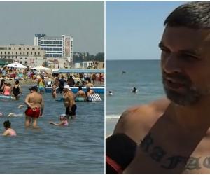 Reacţia unui turist român care a venit cu familia pe o plajă din Mamaia. 