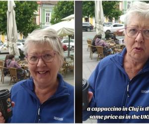 O turistă din Marea Britanie, şocată de cât costă o cafea în Cluj-Napoca. Doamne, e acelaşi preţ ca în UK