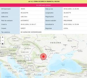 Cutremur azi în România. Un seism de 4,2 pe Richter s-a produs în Vrancea, la 140 de kilometri adâncime