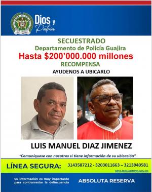 Tatăl lui Luis Diaz, căutat în continuare de poliţia din Columbia. Recompensă de 50.000 de dolari pentru cei care au informaţii despre locul unde se află
